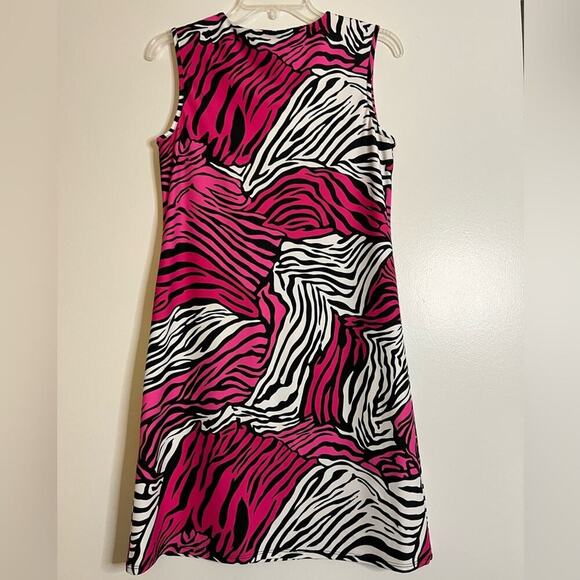 Jude Connally Knit Sleeveless Pink Black White Pattern Dress - Picture 4 of 4
